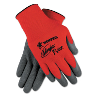 Memphis Ninja Flex Latex Coated Palm Gloves N9680L, Large, Red/Gray, 12/Pair