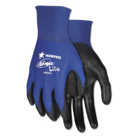 Memphis Ultra Tech Tactile Dexterity Work Gloves, Blue/Black, Large, 12/Pair