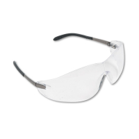 Crews Blackjack Wraparound Safety Glasses, Chrome Plastic Frame, Clear Lens, 12/Pack