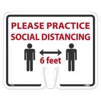 National Marker 10" x 13" Plastic Social Distancing Safety Cone Sign