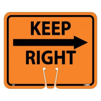 National Marker 10" x 13" Plastic Keep Right Safety Cone Sign