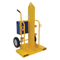 Vestil Steel Welding Cylinder Torch Cart with Foam Filled Wheels, 500 lbs. load, Yellow