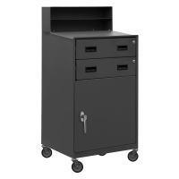 Durham Steel Mobile Shop Desk, 2 Fixed Shelves and 2 Drawers, 2000 lbs. Capacity