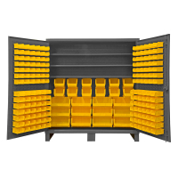 Durham Steel HDC72-192-3S 72" x 24" x 78" 12 Gauge Heavy Duty Bin Storage Cabinet, 3 Shelves & 192 Hook-On Bins (Shown in Yellow)