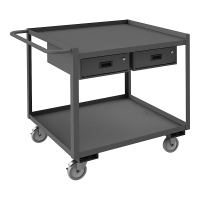 Durham Steel 24" W x 36" D 2-Shelves Stock Cart and 2 Drawers, 1200 lbs. Capacity