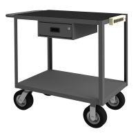 Durham Steel 2-Shelf 1200 lb Load 24" x 36" Cart with Drawer and Electrical Strip