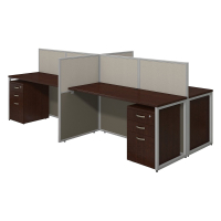 Bush Business Furniture Easy Office 60" W 4-Person Office Desk Cubicle with Mobile B/B/F Pedestals (Shown in Mocha Cherry)