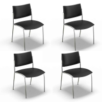 Mayline Escalate ESC2 4-Pack Plastic Low-Back Bistro Guest Chair (Shown in Black)