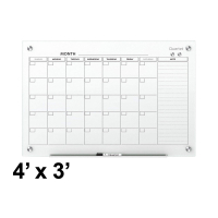 Quartet Infinity 4' x 3' Monthly Calendar Glass Whiteboard, Magnetic