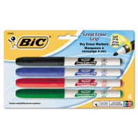 BIC Great Erase Grip Dry Erase Marker, Fine Point, Assorted, 4-Pack