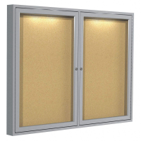 Ghent Indoor 4' x 3' Silver Frame Concealed Lighting Enclosed Cork Bulletin Board Cabinet