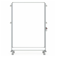 Ghent 65" x 46" Nexus Partition Double-Sided Porcelain Magnetic & Fabric Mobile Bulletin Board, Black