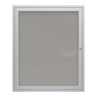 Ghent 18" x 24" 1-Door Satin Aluminum Frame Vinyl Enclosed Bulletin Board, Silver