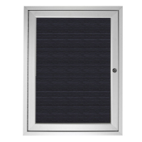 Ghent 1-Door Satin Aluminum Frame Enclosed Vinyl Letterboard, Black