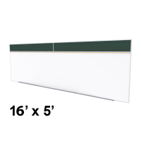 Ghent SPC516A-V 16 x 5 Vinyl Fabric Tackboard & Porcelain Magnetic Combination Whiteboard (Shown in Ebony)
