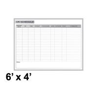 Ghent 6' x 4' Non-Magnetic Operating Room Schedule Whiteboard