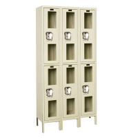 Hallowell Double Tier 3-Wide Safety-View Lockers 36" W x 78" H, Tan