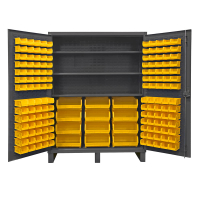 Durham Steel 60" x 24" x 78" 12 Gauge Heavy Duty Bin Storage Cabinet, 3 Shelves & 156 Hook-On Bins