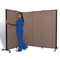 Screenflex Freestanding 113" W x 69" H Healthflex Mobile Configurable Fabric Room Divider (Shown in Walnut)