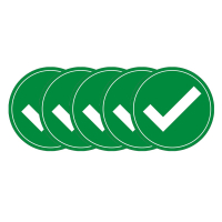 National Marker Round Adhesive Vinyl Green Check Mark Sign Decals, Pack of 5
