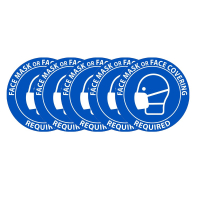 National Marker Round Adhesive Vinyl Face Mask Required Sign Decals, Pack of 5
