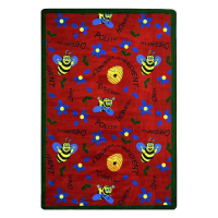 Joy Carpets Bee Attitudes Rectangle Classroom Rug, Red