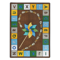 Joy Carpets Alphabet Pinwheel Classroom Rug, Earthtone