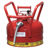 Justrite 7325130 Type II AccuFlow DOT 2.5 Gallon Steel Safety Can, 1" Hose, Red