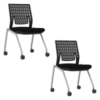 Mayline Thesis KTX2 Flex Plastic Back Fabric Mid-Back Stacking Chair - 2 Pack, Black