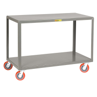 Little Giant 2-Shelf Steel Mobile Table with 6" Polyurethane Swivel Casters, 3600 lb Capacity
