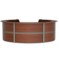 Linea Italia 142" W Curved 5-Section Office Reception Desk (Shown in Cherry)