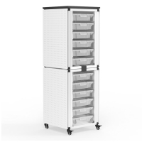 Luxor 58" H Modular Classroom Storage Cabinet, 2 stacked modules with 12 small bins 