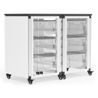 Luxor 29" H Modular Classroom Storage Cabinet, 2 side-by-side modules with 6 large bins