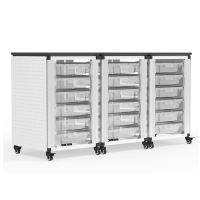 Luxor 29" H Modular Classroom Storage Cabinet, 3 side-by-side modules with 18 small bins