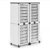Luxor 59" H Modular Classroom Storage Cabinet, 4 stacked modules with 24 small bins