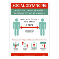National Marker 14" x 10" Plastic Social Distancing Safety Signs