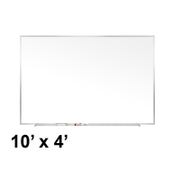 Ghent Traditional 10' x 4' Aluminum Frame Porcelain Magnetic Whiteboard