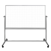 Luxor 72" x 40" Grid Line Painted Steel Magnetic Mobile Reversible Whiteboard