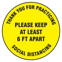 Accuform Slip-Gard 17" Social Distancing Floor Sign Decal (Shown in Yellow)