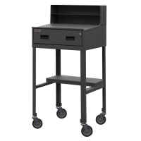 Durham Steel Mobile Shop Desk, 2 Storage Compartments, 1 Half Shelf and 1 Drawer, 500 lbs. Capacity