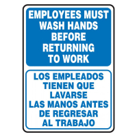 Accuform 14" x 10" Bilingual Employees Must Wash Hands Safety Posters