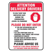 Accuform 18" x 12" COVID-19 Delivery Drivers Safety Posters