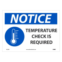 National Marker 10" x 14" Adhesive Vinyl Temperature Check Safety Sign