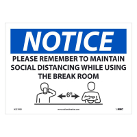 National Marker 10" x 14" Removable Adhesive Vinyl Social Distancing Safety Sign