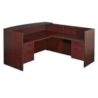 Office Star Napa 71" W L-Shaped Reception Desk with Pedestals