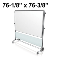 Ghent Nexus IdeaWall 76-1/8" x 76-3/8" Double-Sided Mobile Porcelain Magnetic Whiteboard, Frosted
