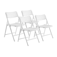 NPS Airflex Series Premium Polypropylene Folding Chair, 4-Pack, White