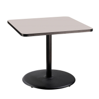 NPS 36" Square Cafe Table with Round Base, Grey Nebula/Black (Shown in 30" H)