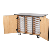 NPS Mobile Science Lab Cabinet with 24 Storage Trays, Chemical Resistant Top