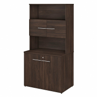 Bush Business Furniture Office 500 36" W 2-Door Storage Cabinet with Hutch (Shown in Walnut)